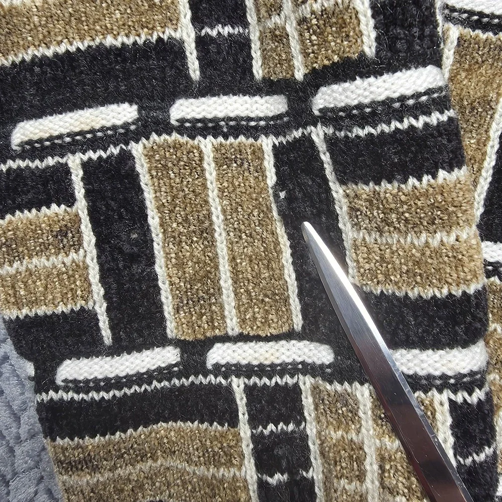 Vintage Geometric 1/4 Zip Sweater Men's M Thick Knit‎ Black Tan 90s Style